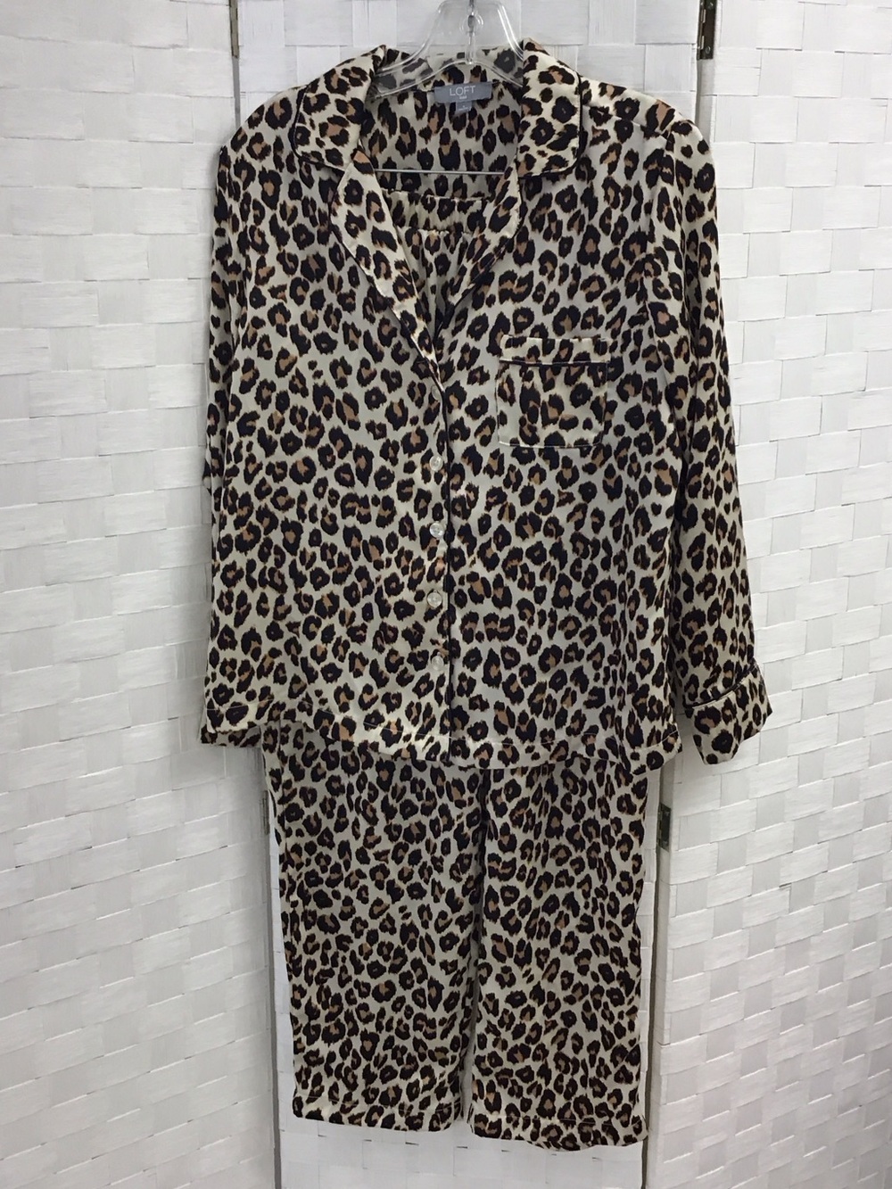 LOFT Leopard Print Pajama Set in Cream, Brown, Black